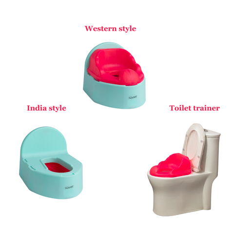 Sqwhat 3-in-1 Potty Seat – Indian Squat, Western Style & Toilet Adapter for Easy Training